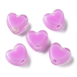 Magenta Perles acryliques de coeur, Perle en bourrelet, magenta, 7x8x4mm, Trou: 1.8mm, environ2777 pcs / 500 g