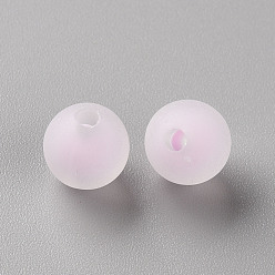 Lilac Transparent Acrylic Beads, Frosted, Bead in Bead, Round, Lilac, 9.5x9mm, Hole: 2mm, about 960pcs/500g