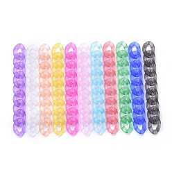 Mixed Color Transparent Acrylic Handmade Curb Chain, Twisted Chain, Mixed Color, 29.5x20.5x6mm, about 39.37 inch(1m)/strand