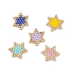 Couleur Mélangete Perles de rocaille japonaises faites à la main, Motif métier, étoile de david, couleur mixte, 11x13x2mm