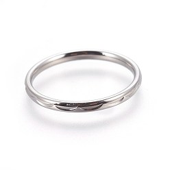 Stainless Steel Color 304 Stainless Steel Finger Rings, Stainless Steel Color, Size 6, 16mm