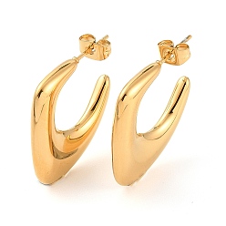 Golden Ion Plating(IP) 304 Stainless Steel Twist Arch Stud Earrings, Half Hoop Earrings for Women, Golden, 22x26~27x4mm