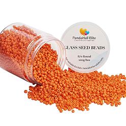 Naranja Oscura Pandahall elite 8/0 cuentas redondas de vidrio para semillas, naranja oscuro, 3 mm, agujero: 1 mm, sobre 2000 unidades / caja