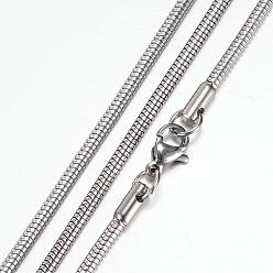 Stainless Steel Color 304 Stainless Steel Snake Chain Necklaces, with Lobster Claw Clasps, Stainless Steel Color, 19.8 inch(50.5cm), 2.3mm