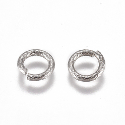 Stainless Steel Color 304 Stainless Steel Textured Jump Rings, Open Jump Rings, Round Ring, Stainless Steel Color, 16 Gauge, 7x1.2mm, Inner Diameter: 4.5mm