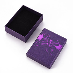 Темно-Фиолетовый Картонные ожерелья или браслеты, с губкой внутри, прямоугольные, Bowknot шаблон, темно-фиолетовый, 9.1x6.9x3.15 см