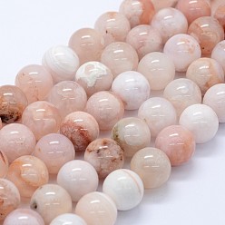 Natural Agate Natural Cherry Blossom Agate Beads Strands, Round, 14mm, Hole: 1.2mm, about 28pcs/strand, 15.75 inch(40cm)