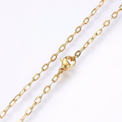 Golden 304 Stainless Steel Cable Chains Necklaces, with Lobster Claw Clasps, Golden, 17.7 inch(45cm), 2x0.5mm, link: 4x2x0.5mm
