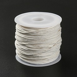 Floral White 20M Waxed Cotton Cords, Multi-Ply Round Cord, Macrame Artisan String for Jewelry Making, Floral White, 1mm, about 21.87 Yards(20m)/Roll