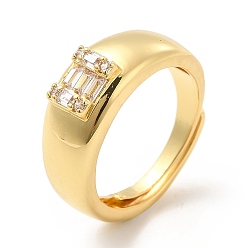 Настоящее золото 18K Реечное покрытие латунь микро паве прозрачный кубический цирконий регулируемые кольца, широкая полоса кольца, без кадмия и без свинца, долговечный, реальный 18 k позолоченный, размер США 5 1/2, 3 мм, внутренний диаметр: 16.1 мм