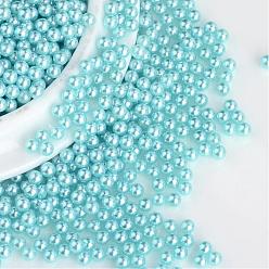 Turquoise Pálido Granos de acrílico de la perla de imitación, ningún agujero, rondo, turquesa pálido, 3 mm, sobre 10000 unidades / bolsa