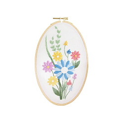 Flor Kits de inicio de bordado, incluyendo tela e hilo de bordado, aguja, hoja de instrucciones, flor, 300x270 mm