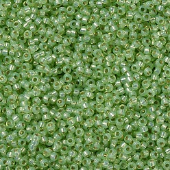 (RR676) Silverlined Lime Opal MIYUKI Round Rocailles Beads, Japanese Seed Beads, (RR676) Silverlined Lime Opal, 11/0, 2x1.3mm, Hole: 0.8mm, about 1100pcs/bottle, 10g/bottle