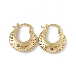 Real 18K Gold Plated Brass Hoop Earrings for Women, Rack Plating, Long-Lasting Plated, Lead Free & Cadmium Free, Moon, Real 18K Gold Plated, 25x22.5x5mm, Pin: 1.8mm