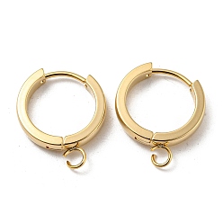 Real 24K Gold Plated 201 Stainless Steel Huggie Hoop Earrings Findings, with Vertical Loop, with 316 Surgical Stainless Steel Earring Pins, Ring, Real 24K Gold Plated, 16x3mm, Hole: 2.7mm, Pin: 1mm