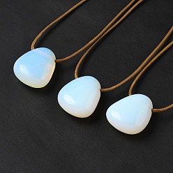 Opalite Opalite Triangle Pendant Necklace with Waxed Cord for Women, 15.75~29.92 inch(40~76cm)