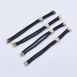 Couleur Mélangete Fabrication de bracelet en nylon torsadé, fabrication de bracelet de curseur, avec les accessoires en laiton, arbre de la vie, noir, couleur mixte, 8-5/8 pouces (220 mm), 3mm, Trou: 2mm