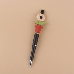 Wheat Plastic Ball-Point Pen, Beadable Pen, for DIY Personalized Pen, with Silicone Flower Pot, Wheat, 140mm