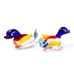 Blue Handmade Lampwork Home Decorations, 3D Duck Ornaments for Gift, Blue, 56~59.5x23.5~26x28.5~29.5mm