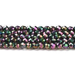 (966) Внутренний цвет Кристалл / Лиловато-лиловый на подкладке Стеклянные бусины с гальваническим покрытием , полное покрытие, граненые круглые, с покрытием цвета радуги, 2 мм, отверстие : 0.7 мм, около 184~187 шт / нитка, 14.45'' (36.7 см)