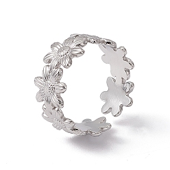 Color de Acero Inoxidable 304 anillo de acero inoxidable con envoltura de flores y brazalete abierto para mujer, color acero inoxidable, tamaño de EE. UU. 6 1/2 (16.9 mm)
