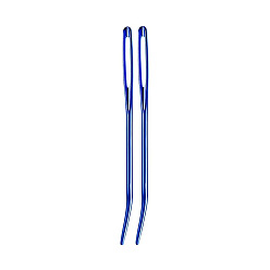 Dark Blue Aluminum Knitting Needles, Big Eye Needles, Blunt & Bent Tip Pins, Dark Blue, 70x2.3mm, 2pcs/set