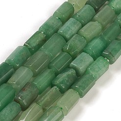 Green Aventurine Natural Green Aventurine Beads Strands, with Seed Beads, Faceted, Column, 5.5~7.5mm, Hole: 0.7mm, about 26~33pcs/strand, 15.67''~16.46''(39.8~41.8cm)