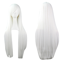 White 31.5 inch(80cm) Long Straight Cosplay Party Wigs, Synthetic Heat Resistant Anime Costume Wigs, with Bang, White