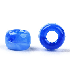 Royal Blue Acrylic Beads, Two Tone, Barrel, Royal Blue, 9x6mm, Hole: 3.7mm, about 1700pcs/500g
