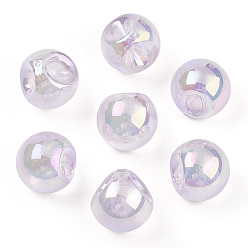 Lavender Blush UV Plating Rainbow Iridescent Acrylic Beads, Round, Lavender Blush, 14.5mm, Hole: 3mm