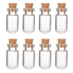 Clear Glass Jar Bead Containers, with Cork Stopper, Wishing Bottle, Clear, 13x27mm, Bottleneck: 9mm in diameter, Capacity: 3.5ml(0.12 fl. oz)