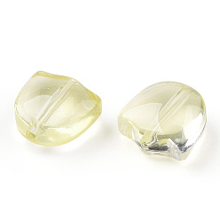 Jaune Verge D'or Pulvériser perles de verre transparentes peintes, fleur de tulipe, jaune verge d'or clair, 9x9x5.5mm, Trou: 1mm
