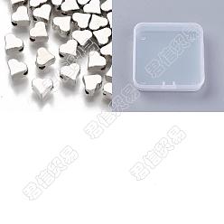Platinum SUPERFINDINGS 1000Pcs Plating ABS Plastic Beads, Heart, Platinum, 5.5x6x4mm, Hole: 1.6mm