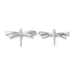 Real Platinum Plated Brass Pendants, Dragonfly Charm, Real Platinum Plated, 15x26x3mm, Hole: 1.2mm