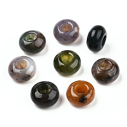 Indian Agate Natural Indian Agate Beads, Large Hole Beads, Rondelle, 14x8mm, Hole: 6mm