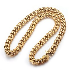 Golden 201 Stainless Steel Curb Chain Necklaces, Golden, 23.89 inch(60.7cm), 12mm