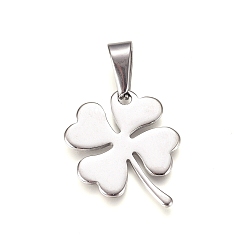 Stainless Steel Color 304 Stainless Steel Pendants, Clover, Stainless Steel Color, 25.5x20.5x1.5mm, Hole: 10x4mm