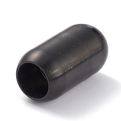 Черный Цвет Металла Ионное покрытие (ip) 304 магнитные застежки из нержавеющей стали с приклеиваемыми концами, колонка, металлический черный , 21x12 мм, отверстие : 8 мм
