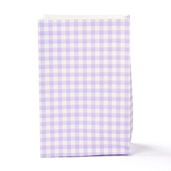 Lavender Rectangle with Tartan Pattern Paper Bags, No Handle, for Gift & Food Bags, Lavender, 23x15x0.1cm