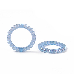 Light Blue UV Plating Opaque Acrylic Beads Frames, Flower Ring, Light Blue, 42.5x43x5.5mm, Hole: 2.5mm, Inner Diameter: 31mm