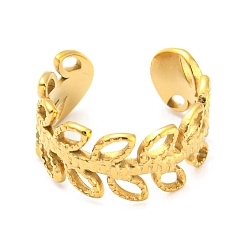 Leaf Real 18K Gold Plated Titanium Steel Cuff Earrings, Non Piercing Earrings, Leaf, 11.5x11.5x5.5mm