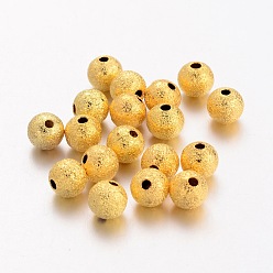 Golden Brass Textured Beads, Golden Color, about 6mm, hole: 1mm