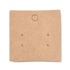 BurlyWood Tarjetas de exhibición de aretes de papel kraft en blanco, plaza, burlywood, 5x5x0.05 cm, agujero: 1.5 mm
