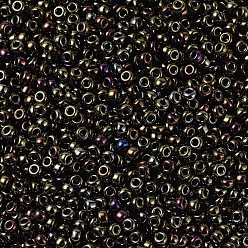 (RR458) Metallic Brown Iris Миюки круглые бусины рокайль, японский бисер, 11/0, (rr 458) металлический коричневый ирис, 2x1.3 мм, Отверстие: 0.8 мм, о 1100 шт / бутылка, 10 г / бутылка