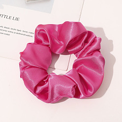 Deep Pink Satin Face Elastic Hair Accessories, for Girls or Women, Scrunchie/Scrunchy Hair Ties, Deep Pink, 120mm