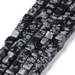 Obsidienne De Flocon De Neige Naturelles Obsidienne perles brins, cube, 3.5~4x3.5~4x3.5~4mm, Trou: 1.2mm, Environ 95 pcs/chapelet, 15.04'' (38.2 cm)