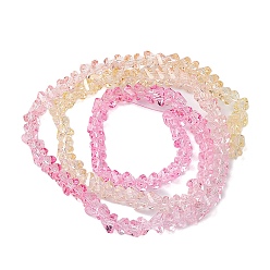 Perlas de Color Rosa Hebras de cuentas de vidrio de pintura transparente para hornear, cuentas multicolores segmentadas, triángulo facetas, rosa perla, 4.5x4x3.5 mm, agujero: 1 mm, sobre 134~137 unidades / cadena, 13.27~13.39'' (33.7~34 cm)
