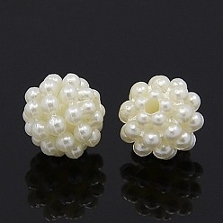 Blanco Granos de acrílico de la perla de imitación, rondo, blanco, 20 mm, agujero: 1 mm, sobre 130 unidades / libra