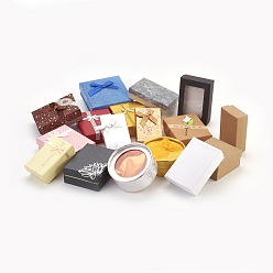 Couleur Mélangete Boîtes à bijoux en carton, formes mixtes, couleur mixte, 81~90x50.5~89x25~35mm, 4 pièces / kit