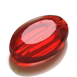 Rouge Imitations de perles de cristal autrichien, grade de aaa, facette, ovale, rouge, 13x10x5mm, Trou: 0.9~1mm